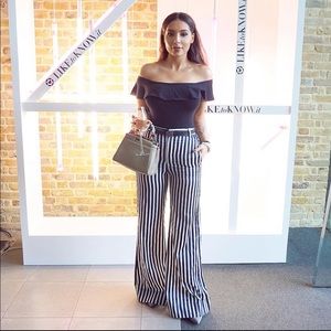 Satin striped palazzo pant